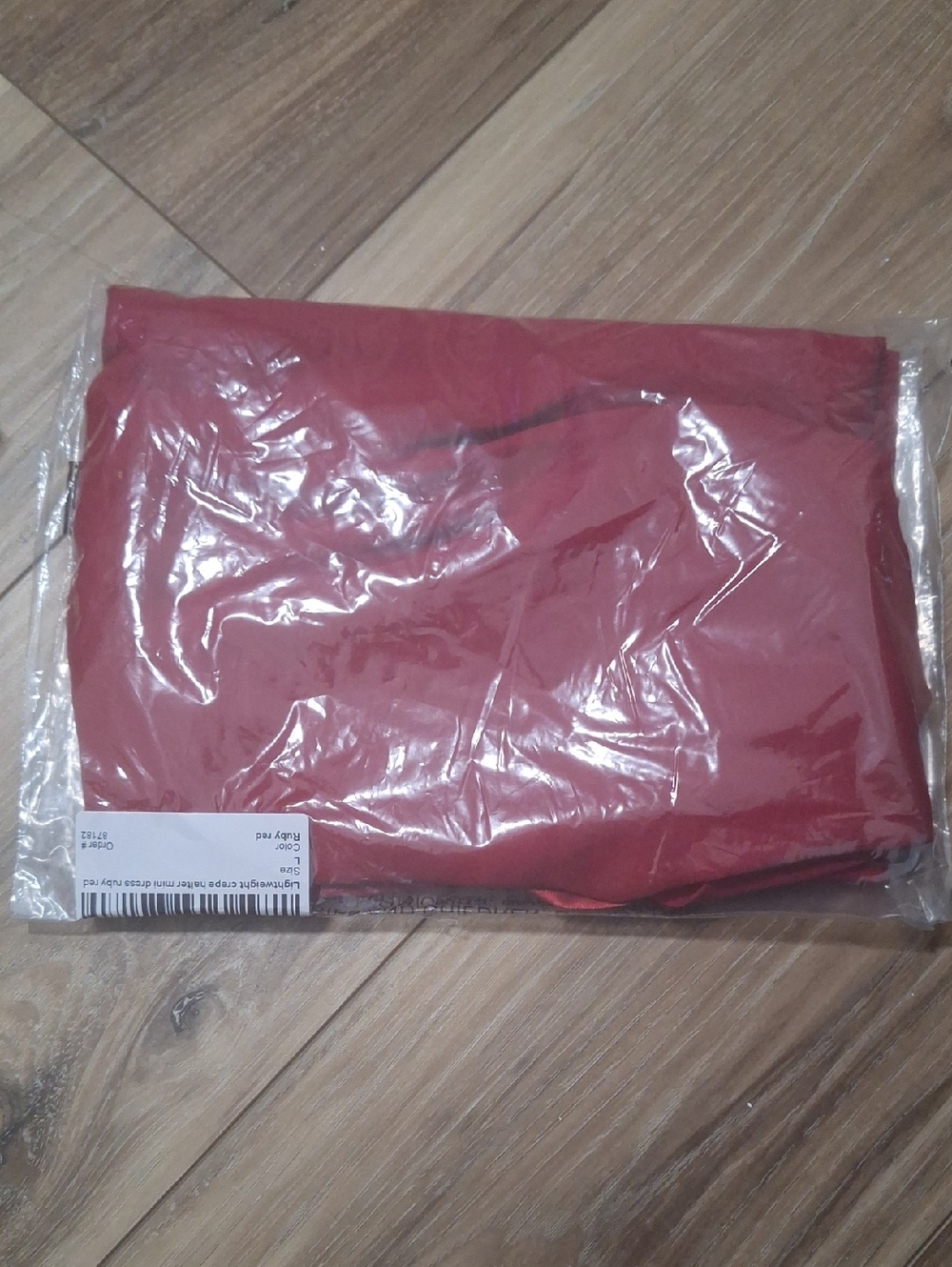 Quince Lightweight Crepe Halter Mini Dress Ruby Red L NWT - Picture 3 of 4